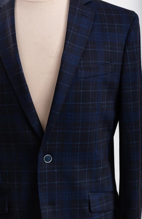 SAVILE ROW CO SAVILE ROW CO NAVY PLAID KNIT SPORT COAT 