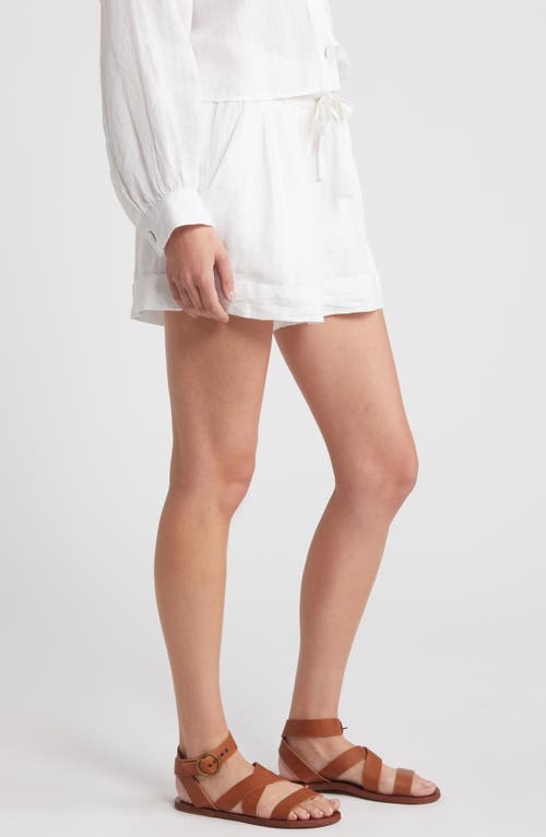 Shop Cleobella Gretek Linen Shorts In Ivory