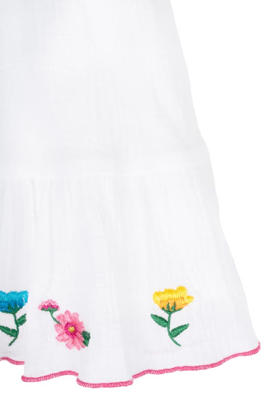 Shop Rare Editions Embroidered Cotton Gauze Dress In White