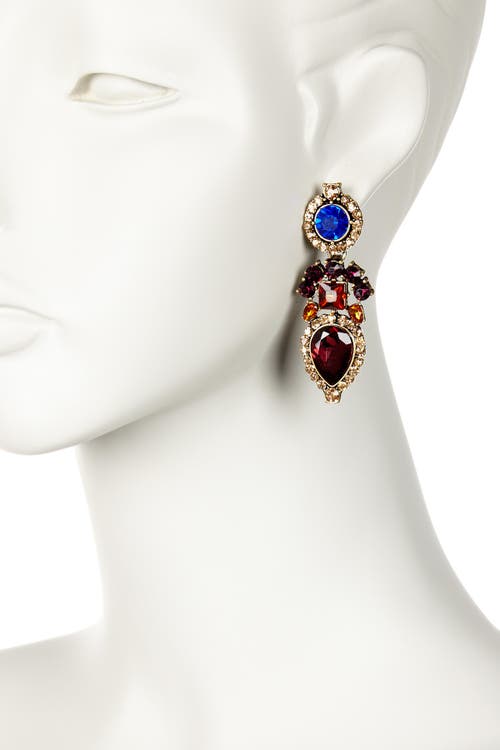 Olivia Welles Janine Crystal Drop Earrings In Oxidized Brass/topaz