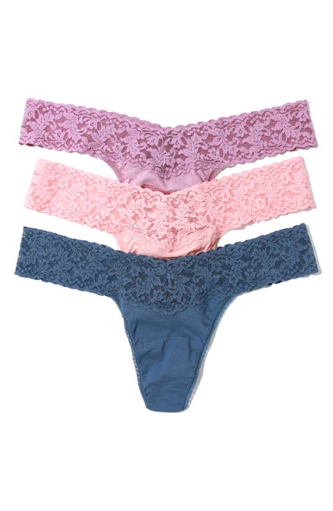 Hanky Panky Holiday Assorted 3-Pack Original Rise Thongs in Beige/Pink/Blue