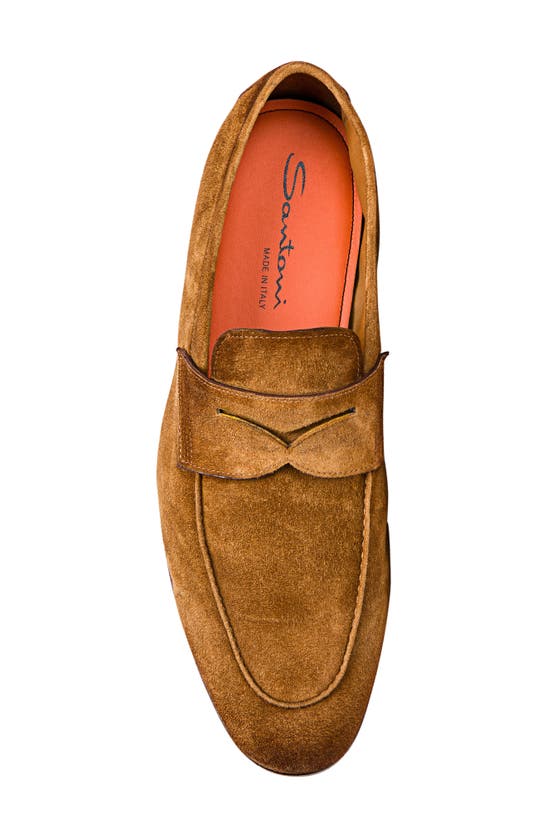 Shop Santoni Carlos Penny Loafer In Light Brown-c39