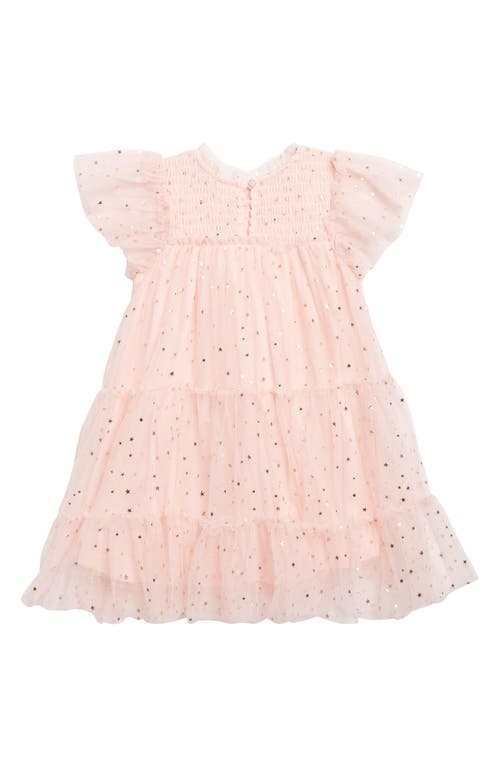 Shop Zunie Kids' Foil Star Mesh Overlay Party Dress In Blush