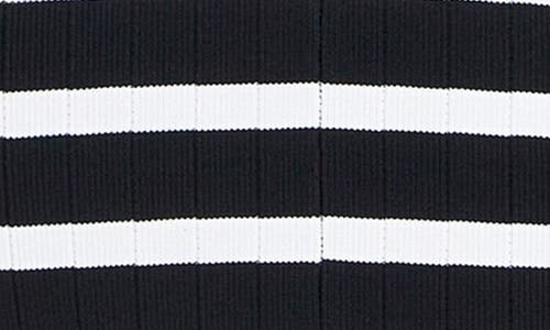 English Factory Stripe Long Sleeve Midi Sweater Dress In Black/ Off White