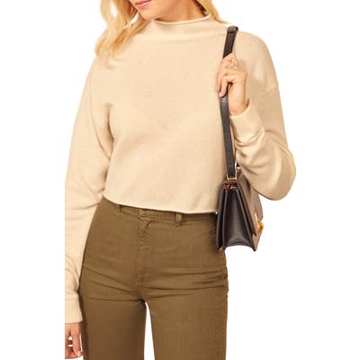 Reformation Cashmere & Wool Crop Roll Neck Sweater, Ivory