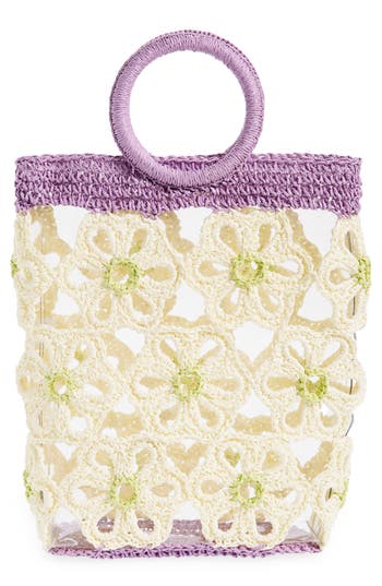 Lele Sadoughi Marigold Crochet Trim Top-handle Bag In White