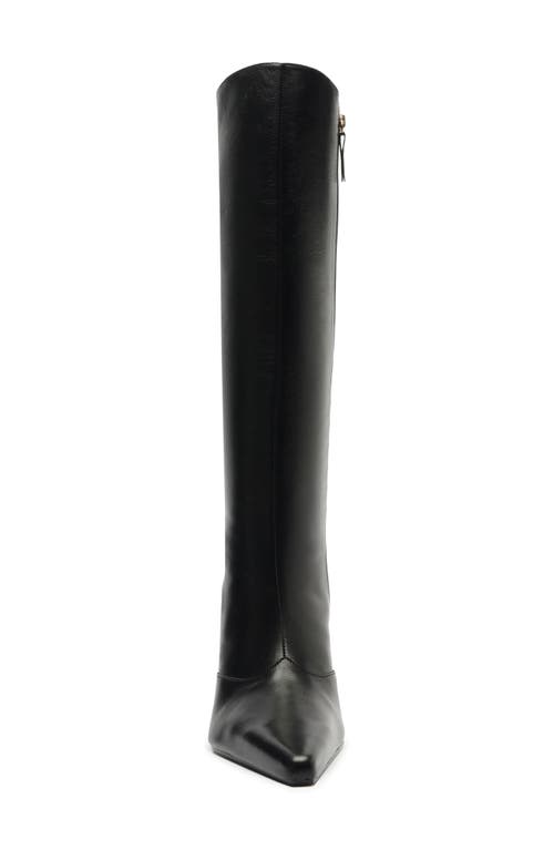 Shop Schutz Raffaela Up Stiletto Pointed Toe Knee High Boot In Black