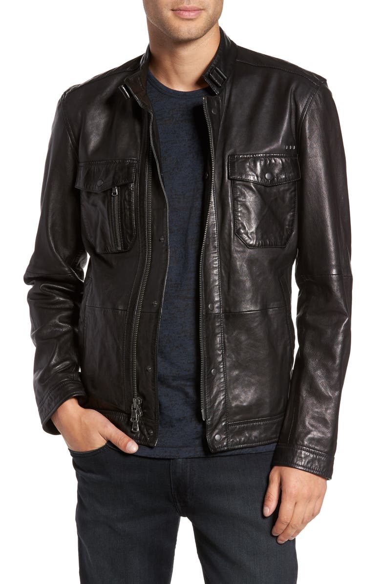 John Varvatos Star USA Leather Zip Front Jacket | Nordstrom