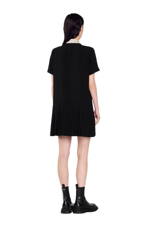 Shop Sandro Short Dress With Polka Dot Tie In Black