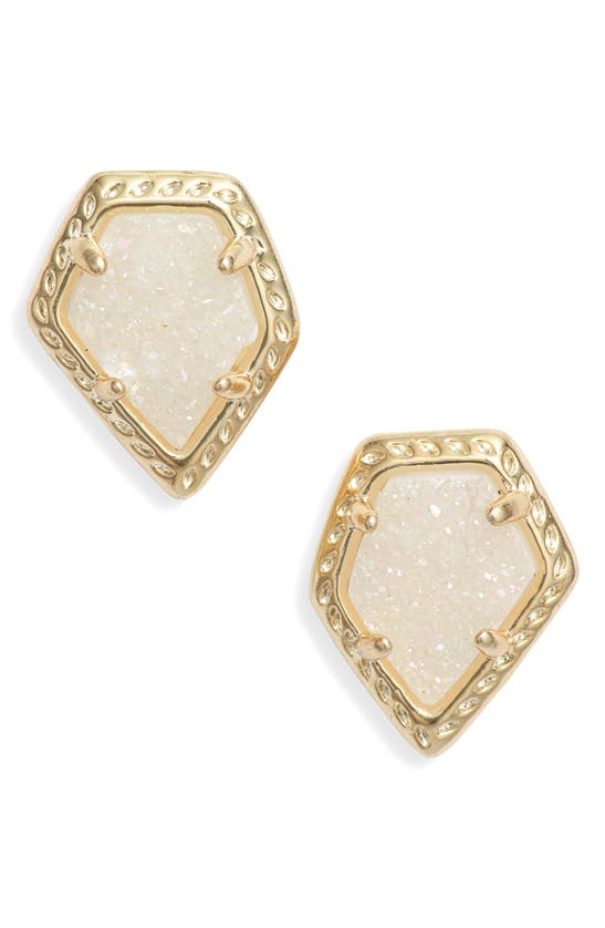 Shop Kendra Scott Tessa Framed Stud Earrings In Gold/ Iridescent Drusy