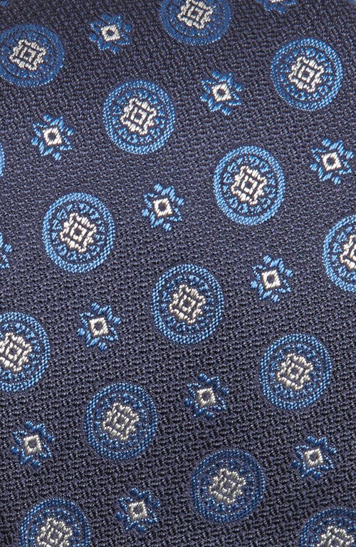 Shop Canali Medallion X-long Silk Tie In Dark Blue