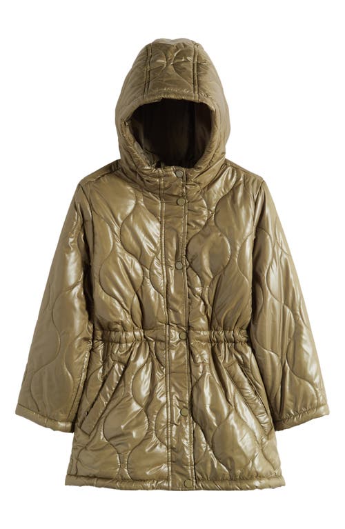 Urban Republic Kids' Quilted Hooded Jacket in Olive