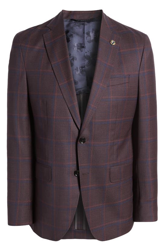 TED BAKER TED BAKER LONDON KARL SLIM FIT SOFT CONSTRUCTION PLAID WOOL SPORT COAT