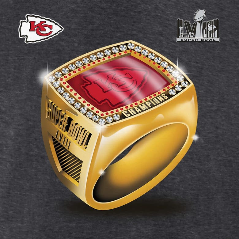 Shop Fanatics Branded Heather Charcoal Kansas City Chiefs Super Bowl Lviii Champions Ring Big & Tall T-sh