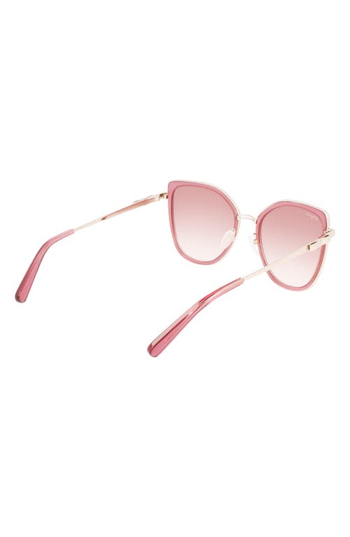 Shop Ferragamo 54mm Gradient Cat Eye Sunglasses In Rose Gold/bordeaux