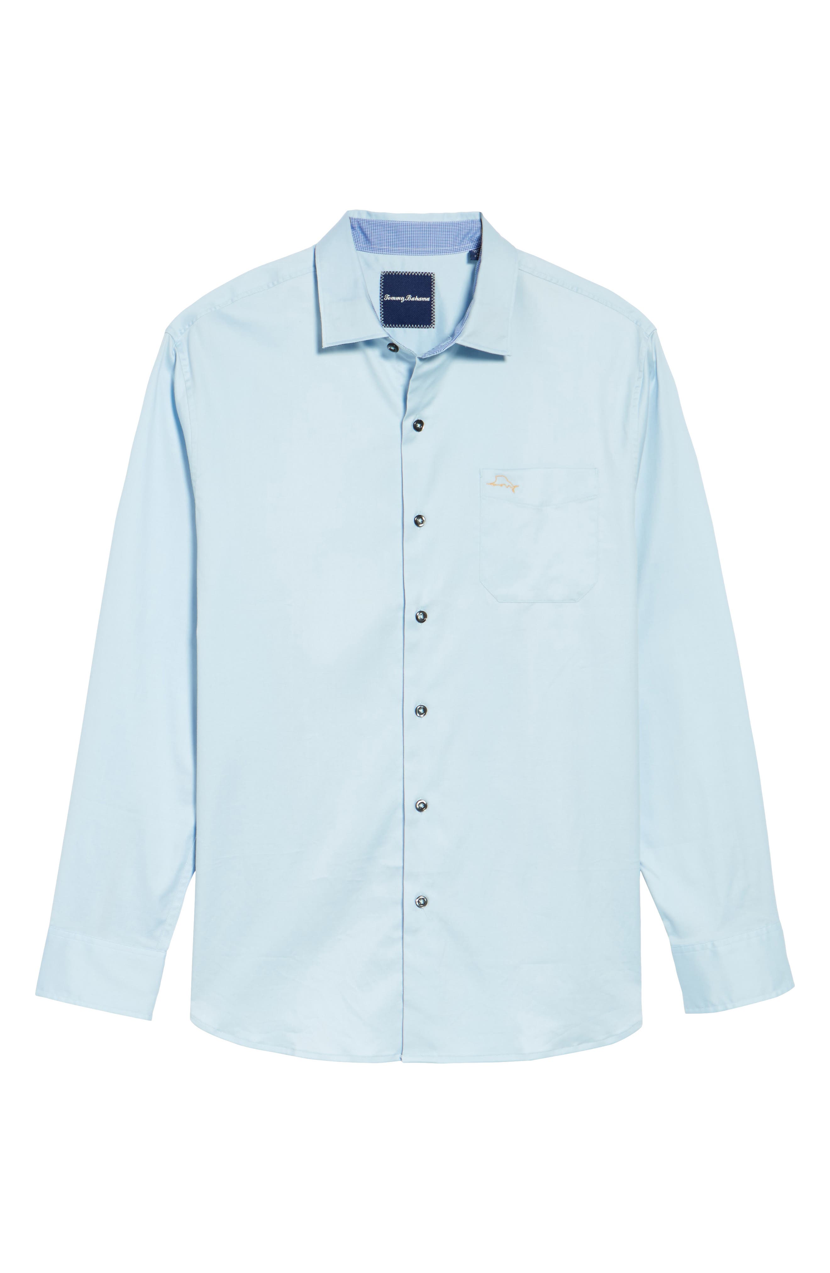 NWT $125 Tommy Bahama Light Blue LS Shirt Mens Cotton Silk Stretch Oasis Twill