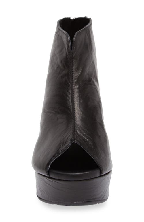 Chocolat Blu Gion Peep Toe Platform Bootie In Black Leather
