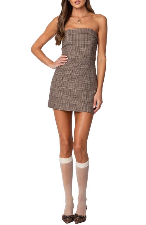 EDIKTED EDIKTED BOSS MODE STRAPLESS PLAID MINIDRESS 