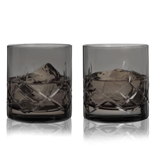 Viski Admiral Crystal Rocks Glasses In Grey