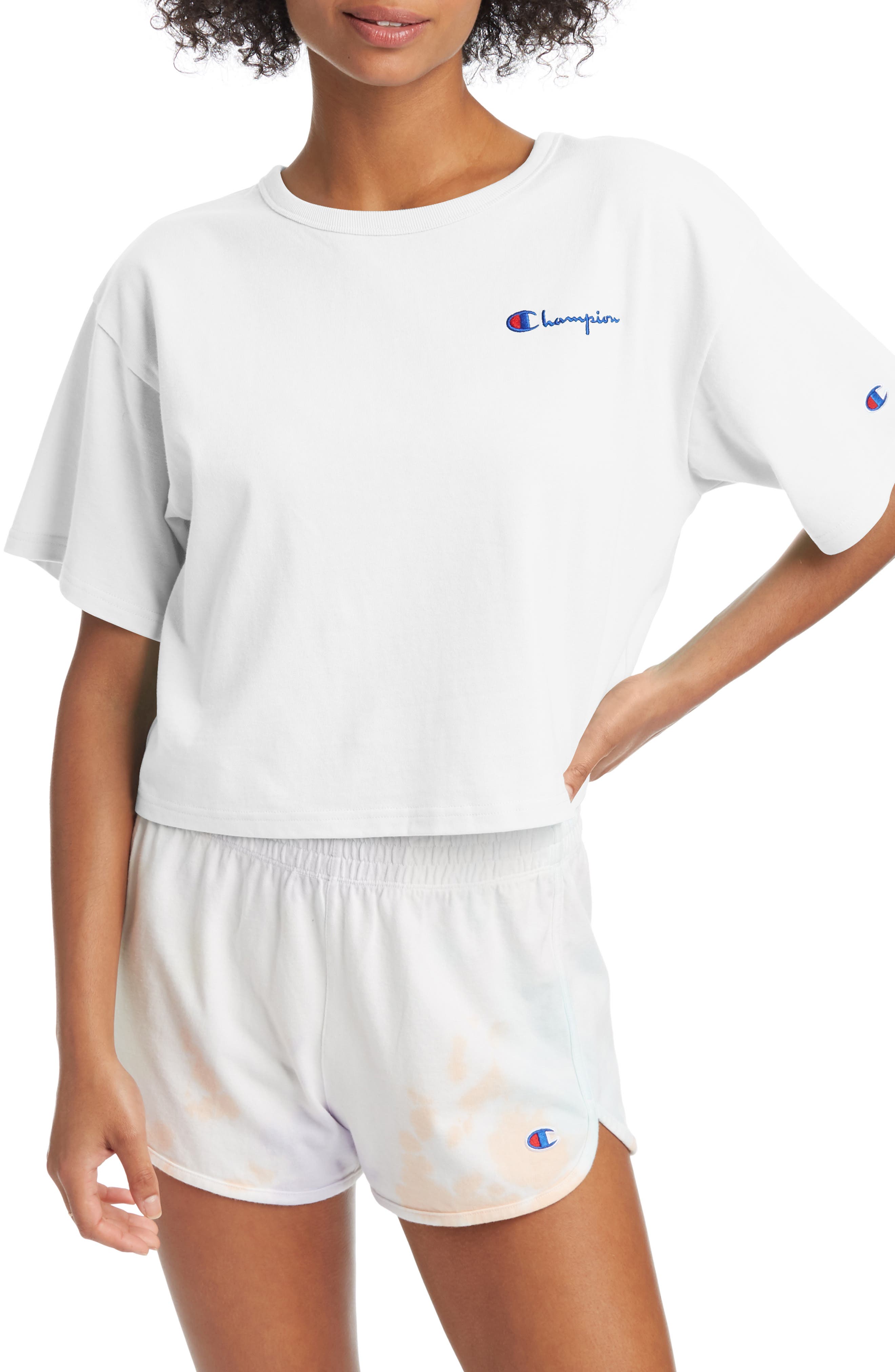 CHAMPION Crop Tee, Main, color, WHITE