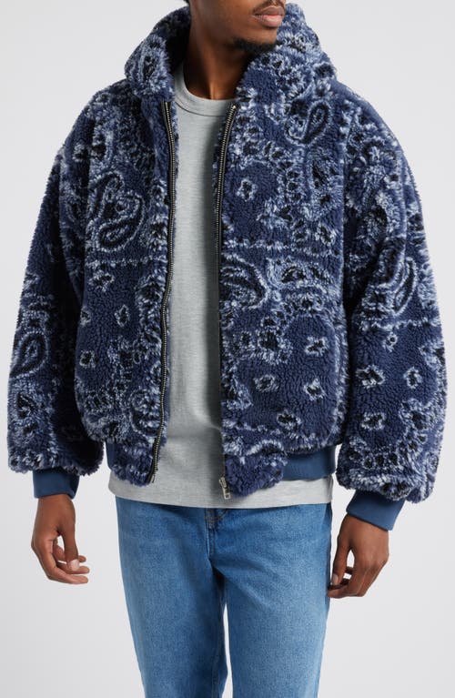 BDG Urban Outfitters Paisley Fleece Hooded Jacket in Blue 