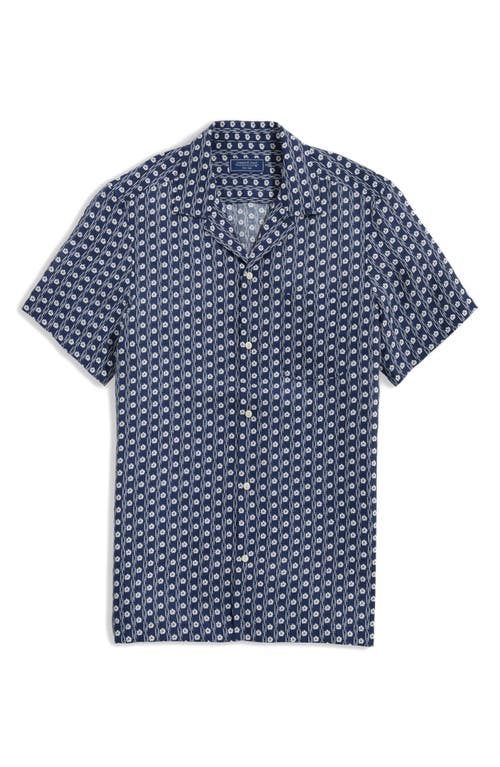 Floral Borders Linen Camp Shirt in Floral Brd Chpy Navy