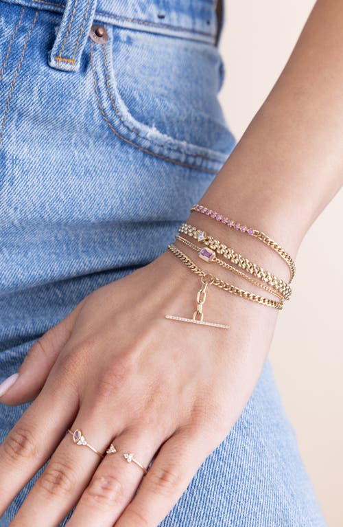 Shop Zoë Chicco Pink Sapphire Pendant Bracelet In 14k Yellow Gold