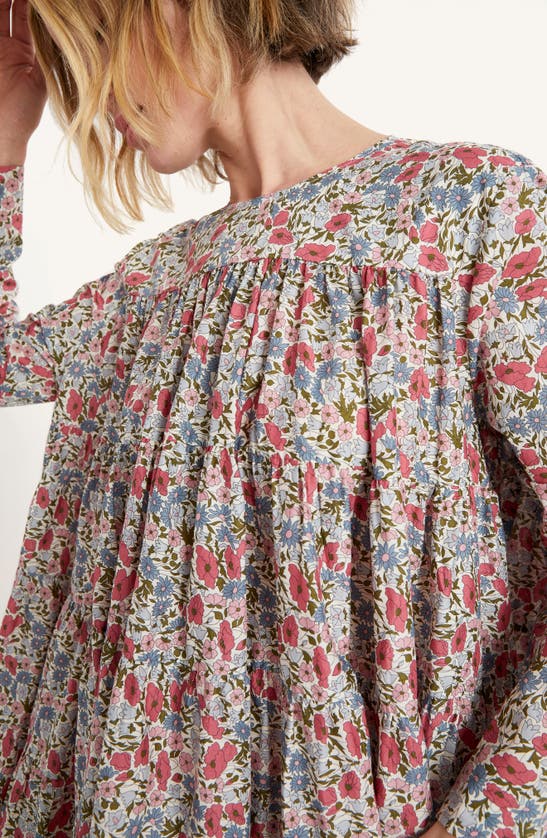Shop Merlette X Liberty London Soliman Floral Print Long Sleeve Tiered Dress In Liberty Pink Print