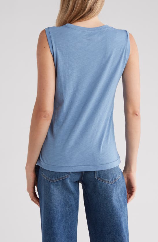 Shop Madewell Whisper Cotton Pocket Muscle Tank In Tranquil Ocean Blue