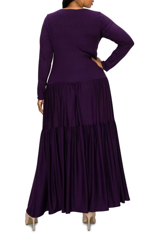 L I V D Long Sleeve Maxi Dress In Eggplant