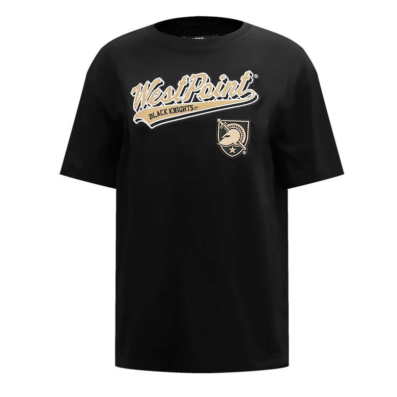 Pro Standard Black Army Black Knights Script Tail Oversized Boyfriend T-shirt In Black