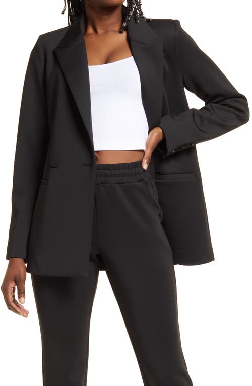 Good American Shiny Scuba Blazer Black001 at