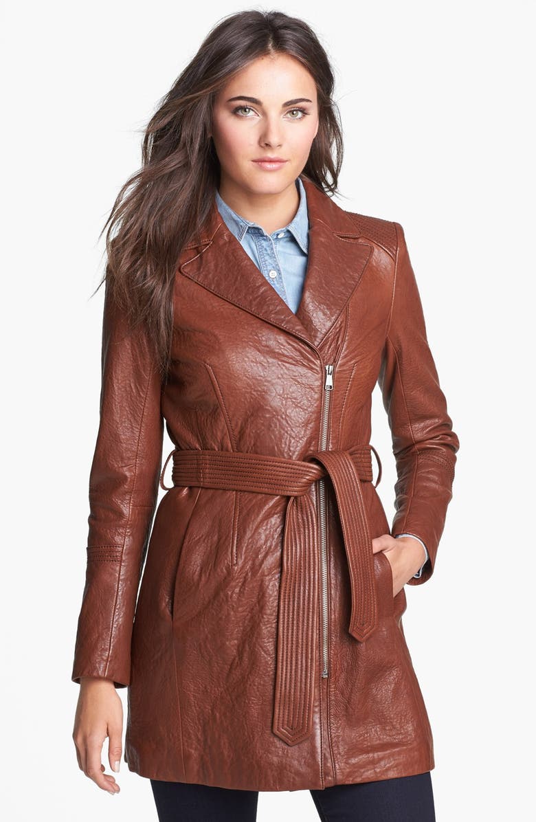 Andrew Marc 'Sophie' Leather Trench Coat | Nordstrom