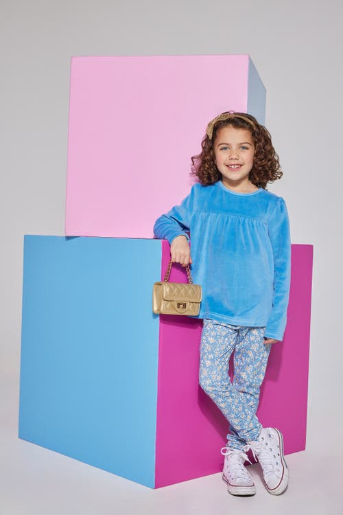 Bisby Kids' Knit Patterned Legging In Roland Floral Blue