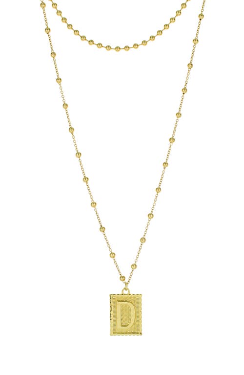 Initial B Dot Layered Pendant Necklace in Gold - D