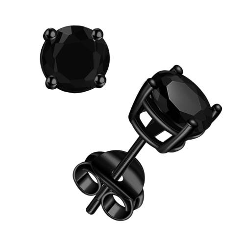 Donatello Gian Sterling Silver Black Rhodium Plated Round Studs In Black