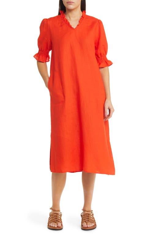 Nydela Linen Shift Dress in Orange. com