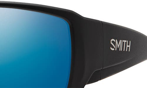 Smith Guides 62mm Chromapop™ Polarized Oversize Wraparound Sunglasses In Matte Black/blue Mirror