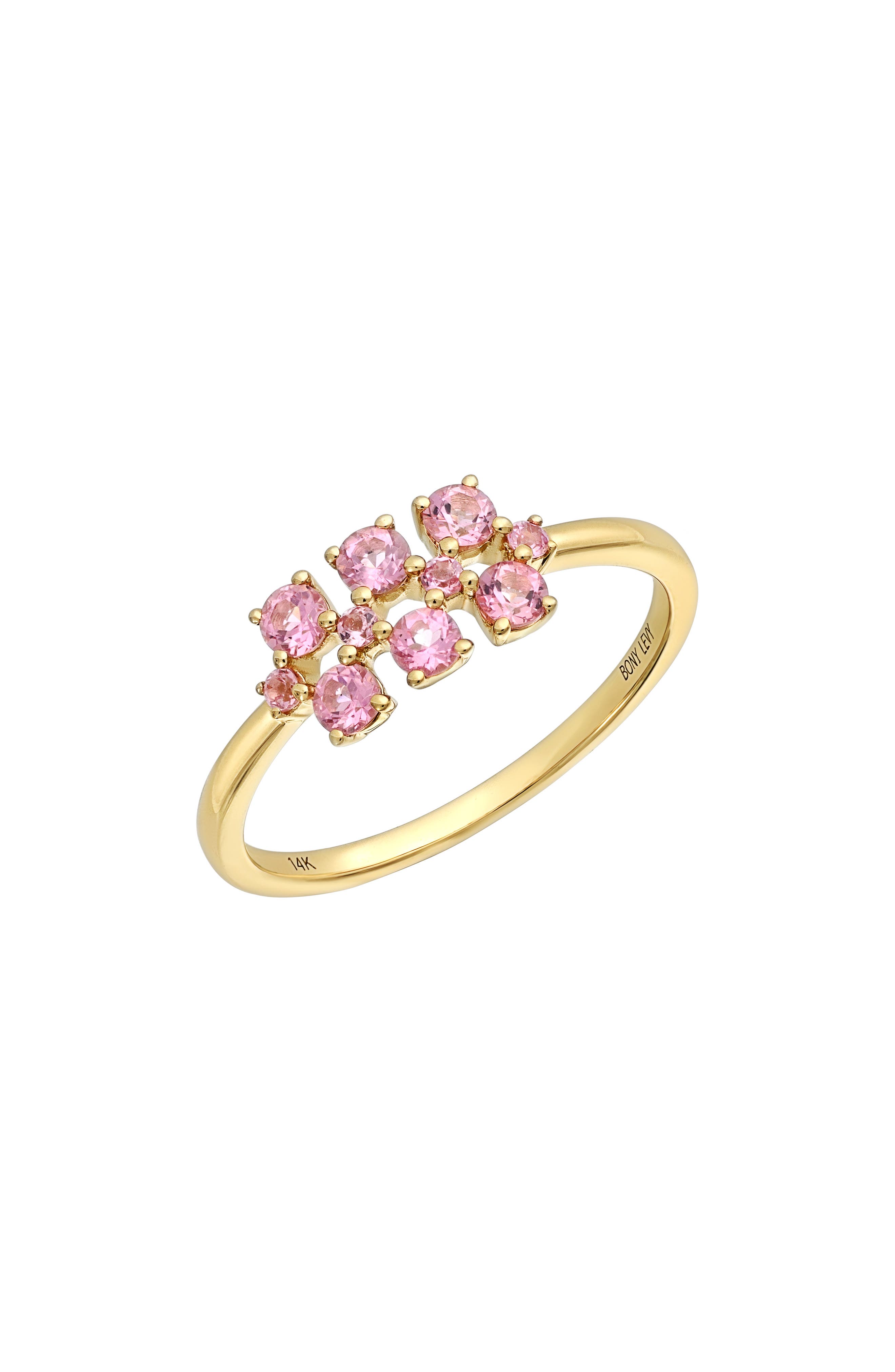 Ef Collection 14kt rose gold diamond stack ring - Pink