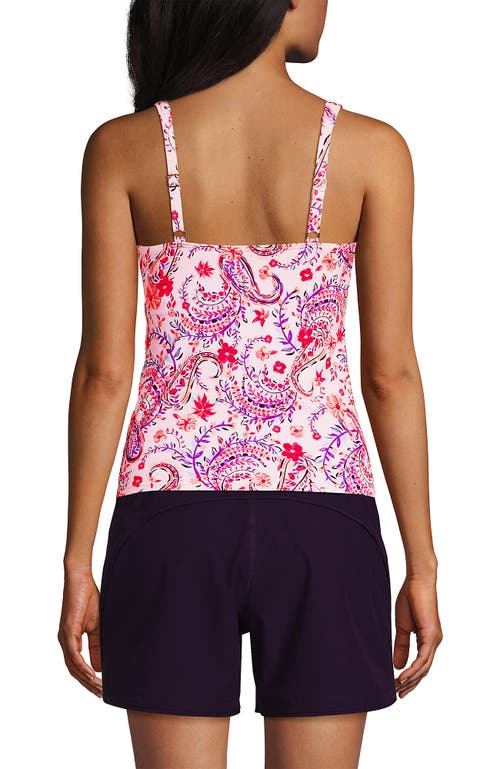 Shop Lands' End Long Torso V-neck Wrap Underwire Tankini Swimsuit Top In Wood Lily Multi Floral Paisley