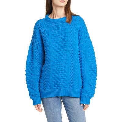 Tory Sport Oversize Merino Wool Blend Sweater, Blue