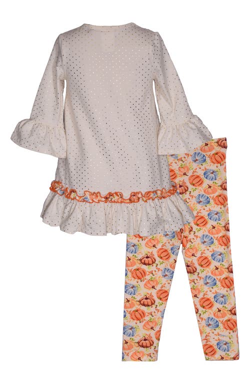 Shop Bonnie Jean Kids' Pumpkin Appliqué Tunic & Leggings Set In Ivory