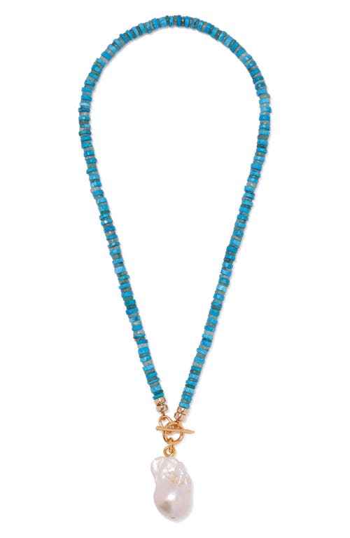 Pearl Isle Beaded Toggle Necklace in Turquoise