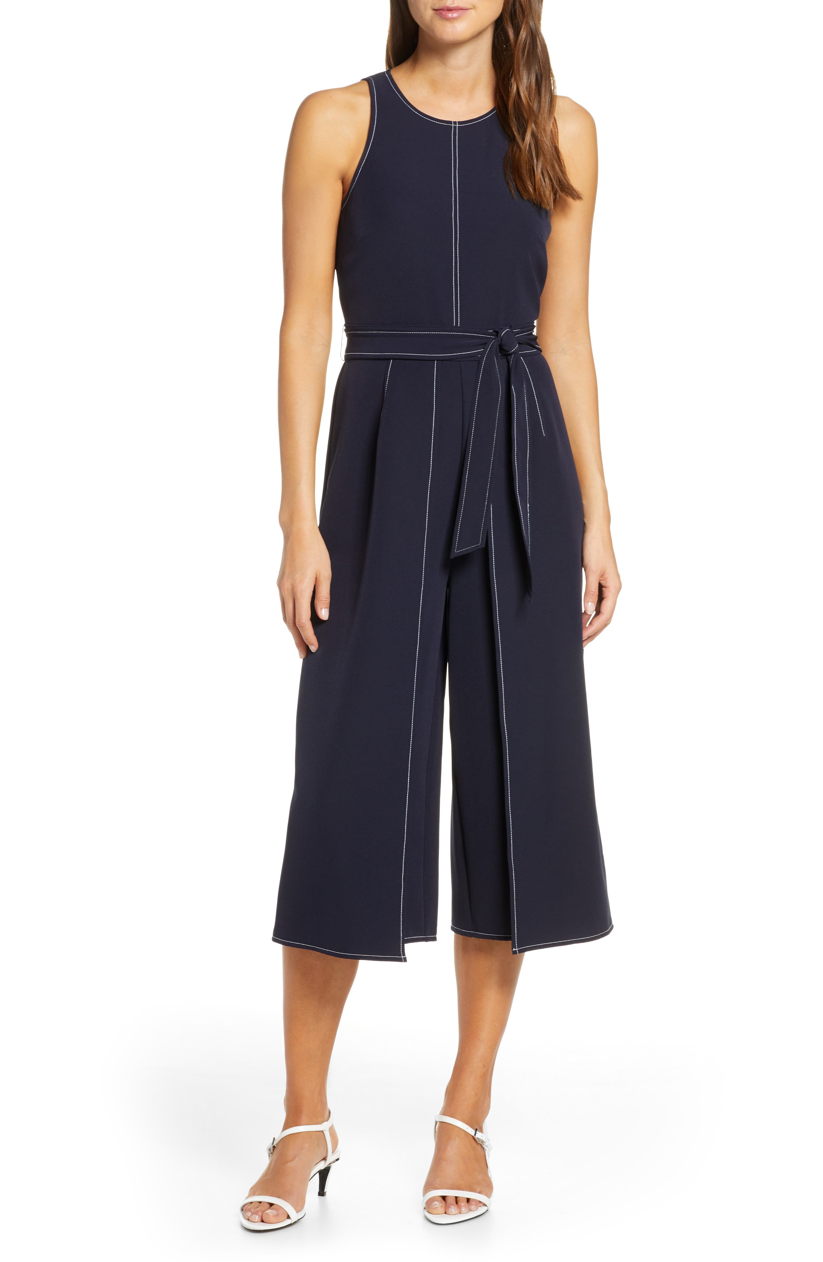 vince camuto cutaway chiffon jumpsuit