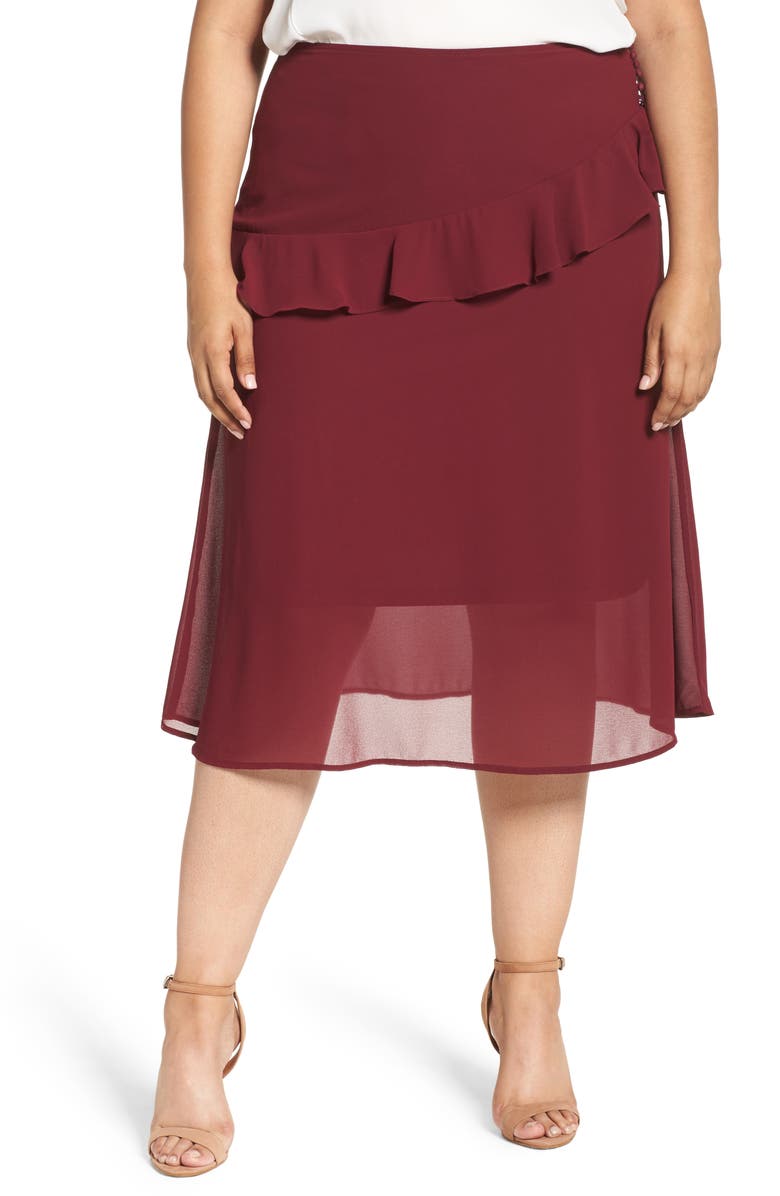 LOST INK Ruffled Georgette Skirt (Plus Size) | Nordstrom