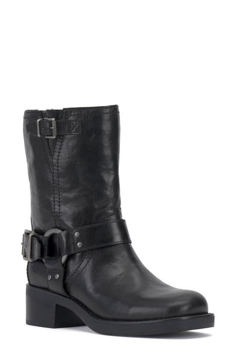 Vince Camuto Dasemma Black Leather Over The Knee Chunky Heel Leather Boots  (Black, 7.5) 