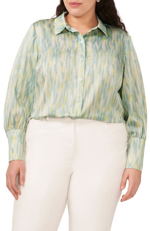 halogen(r) Print Button-Up Shirt Fresh Mint at Nordstrom