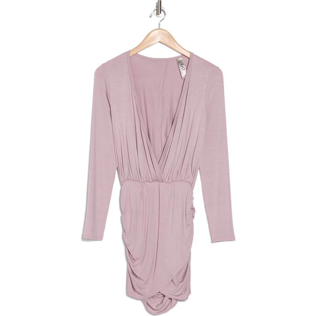 Go Couture Ruched Long Sleeve Dress In Elderberry