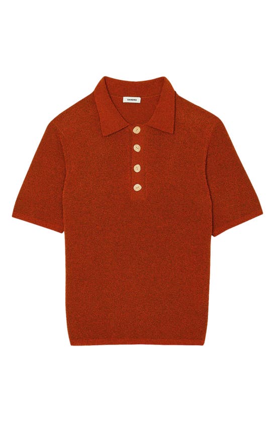 Shop Sandro Nacre Bouclé Polo Sweater In Orange
