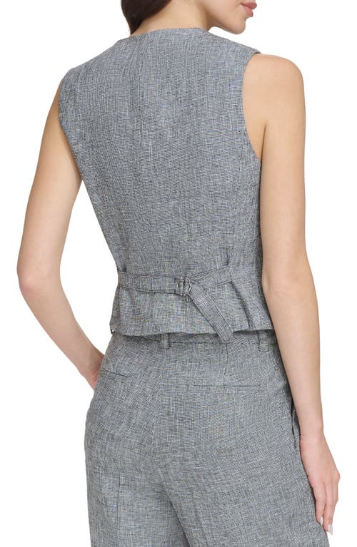 Shop Dkny Check Linen Blend Suiting Vest In Black/white